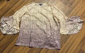 Roaman's Women's Plus Size Lace Bell Sleeve Ombre Tunic Top